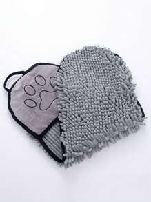 1pc Polyester Paw Embroidered Pet Towel For Dog And Cat For Shower