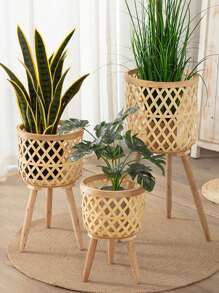 1pc Bamboo Nursery Pot - Apricot - View 1