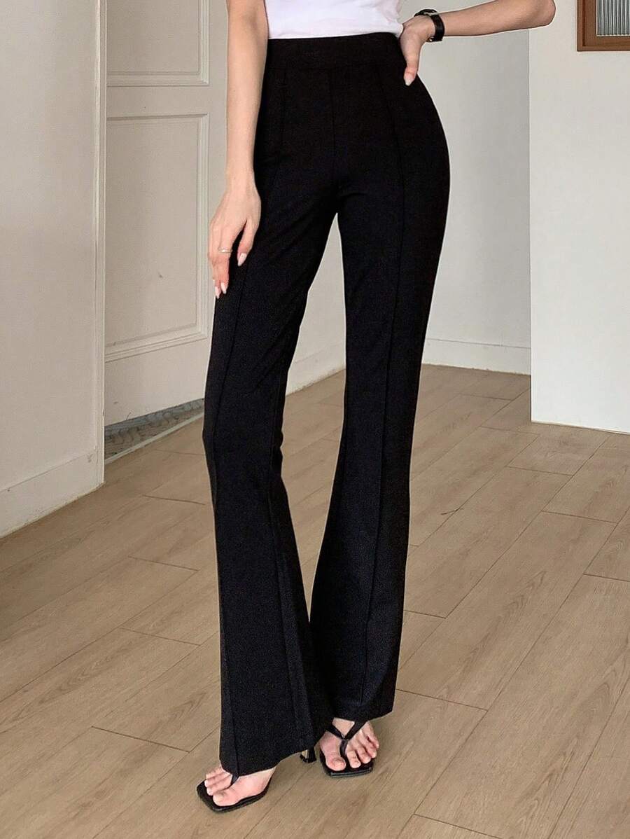 DAZY Classic Solid Straight Leg Wide Leg Pants, Business Casual Work Women Clothes Women Dress Pants