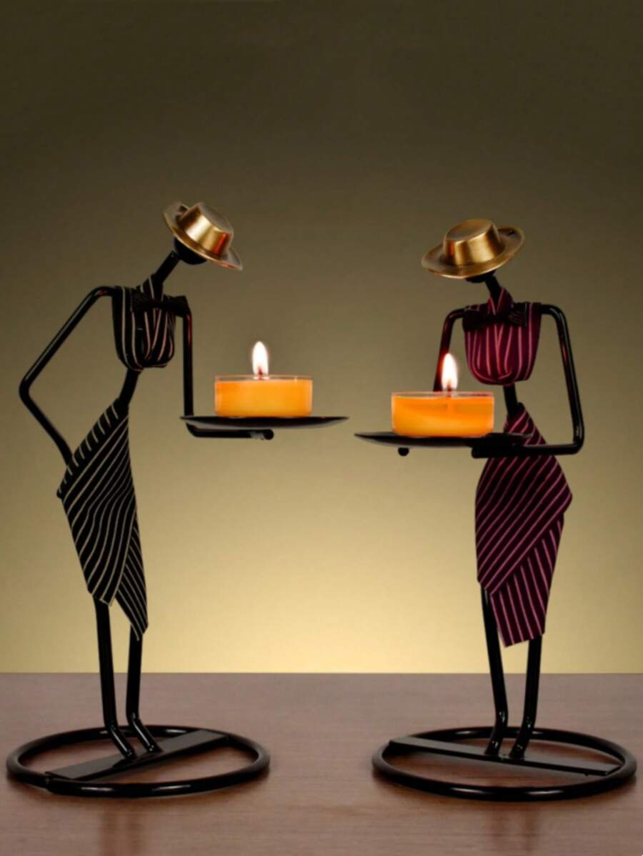 1 Hình Đồ Họa Chân Nến, Chân Nến Bằng Sắt Hiện Đại Cho Trang Trí Nhà - màu đen - Xem 1