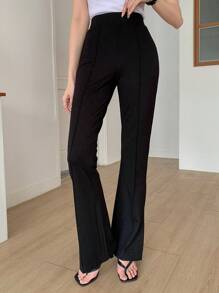 DAZY Classic Solid Straight Leg Wide Leg Pants, Business Casual Work Women Clothes Women Dress Pants