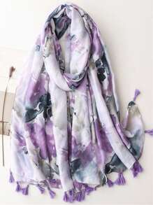 1条简约印花围巾，时尚披肩防晒围巾 - 彩色 - 查看 1