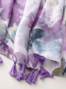 1条简约印花围巾，时尚披肩防晒围巾 - 彩色 - 查看 6