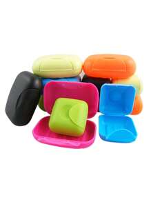 1入組PP肥皂盒簡約素色便攜式家用和旅行皂架 - 粉色 - 查看 3