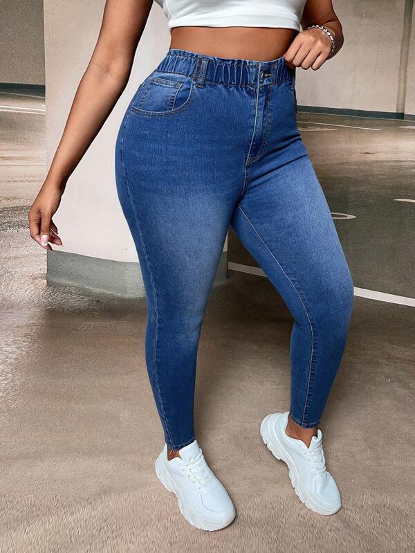 SHEIN SXY Plus Zipper Fly Skinny Jeans