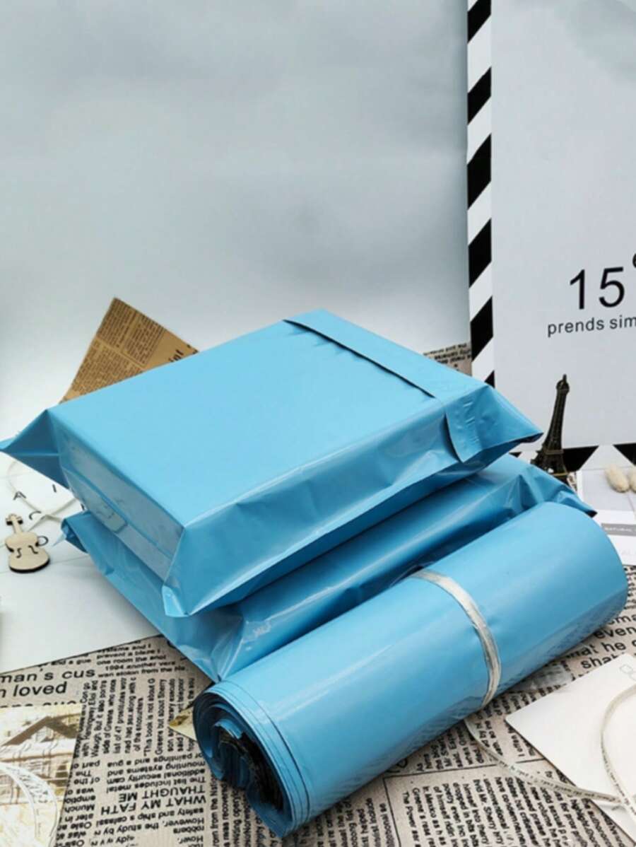 100 piezas Bolsa de paquete unicolor simple multipropósito para - Azul - Ver 1