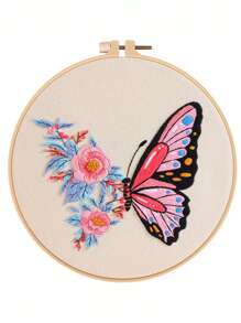 1件套蝴蝶和花卉圖案手工刺繡 - 彩色 - 查看 4