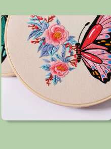 1件套蝴蝶和花卉圖案手工刺繡 - 彩色 - 查看 6