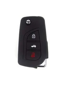 1pc Black Silicone Car Key Cover, Anti-Fall, Suitable For Toyota Rav4 Corolla Camry Highlander Tundra Fortuner - Black - View 1