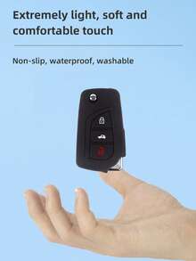 1pc Black Silicone Car Key Cover, Anti-Fall, Suitable For Toyota Rav4 Corolla Camry Highlander Tundra Fortuner - Black - View 4