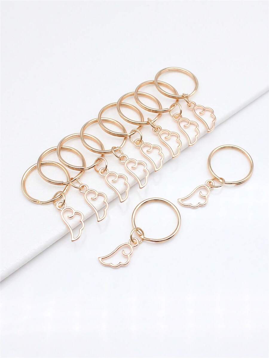 10入組翅膀墜飾鑰匙圈 - 金色 - 查看 1