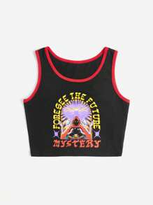 Nomouthh Letter Skull Graphic Ringer Tank Top - Black - View 1