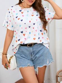 SHEIN Essnce T-shirt à imprimé cœur, été