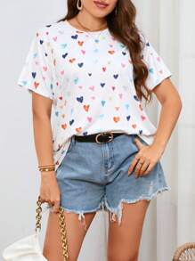 SHEIN Essnce T-shirt à imprimé cœur, été