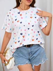 SHEIN Essnce T-shirt à imprimé cœur, été