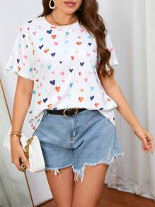 SHEIN Essnce T-shirt à imprimé cœur, été