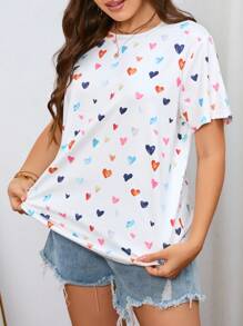 SHEIN Essnce T-shirt à imprimé cœur, été