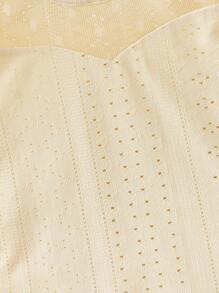 SHEIN 小女童網紗泡泡袖T恤 - 杏色 - 查看 4