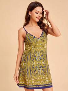 Anis Illustration Floral Print Cami Dress - Multicolor - View 3