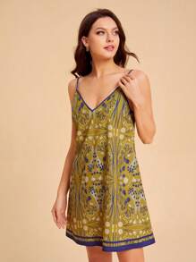 Anis Illustration Floral Print Cami Dress - Multicolor - View 5
