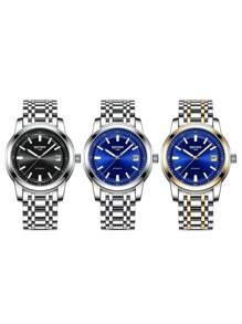 KINYUED 1pc Men Luminous Mechanical Watch - Blue - View 1