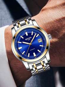 KINYUED 1pc Men Luminous Mechanical Watch - Blue - View 4