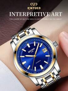 KINYUED 1pc Men Luminous Mechanical Watch - Blue - View 7