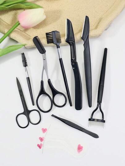 11件套睫毛眉毛工具套装，价格实惠，适合作为圣诞礼物、化妆品、化妆工具等，物美价廉，是送给女性的理想礼物，也是圣诞佳品。