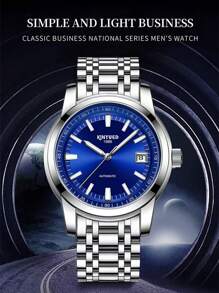 KINYUED Đồng hồ cơ đơn giản phát sáng dành cho nam 1 mảnh - Màu xanh lam - Xem 6