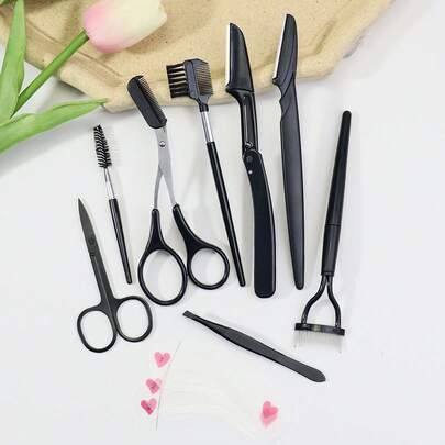 11件套睫毛眉毛工具套装，价格实惠，适合作为圣诞礼物、化妆品、化妆工具、平价好物、礼品、女士礼品、圣诞礼物、赠品、旅行必备。