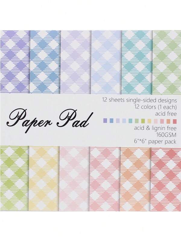12sheets Gingham Pattern Material Paper, Modern Multipurpose