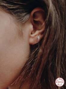 Cubic Zirconia Lightning Design Silver Stud Earrings For Women Bridal Wedding Fine Jewelry - Silver - View 2