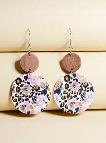 1 Đôi Thời Trang PU Polyurethane Họa Tiết Da Báo Tròn Bông Tai Giọt Dành Cho Nữ Trang Trí Hàng Ngày - Nhiều màu - Xem 1