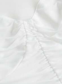 SHEIN MOD Áo thun Plus size Xù màu trơn Giải trí - trắng - Xem 4