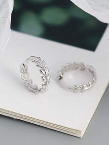 1對(2入) 925銀樹葉耳釘,精緻多變的女性飾品 - 銀色 - 查看 4