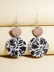 1 Cặp Thời Trang PU Polyurethane Họa Tiết Hoa Vòng Bông Tai Giọt Dành Cho Nữ Trang Trí Hàng Ngày - Nhiều màu - Xem 1