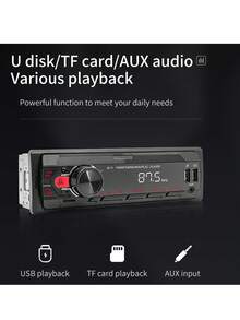 單1Din汽車收音機立體聲遙控器數字12V汽車收音機MP3播放器 - 黑色 - 查看 3