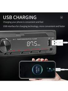 單1Din汽車收音機立體聲遙控器數字12V汽車收音機MP3播放器 - 黑色 - 查看 8