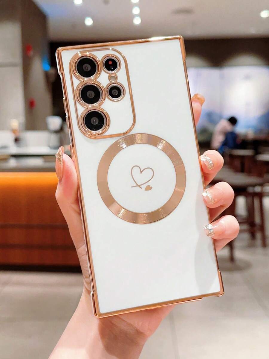 Simple Magnetic Adsorption Heart Shape Phone Case Protective Cover - Multicolor - View 1