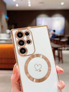 Simple Magnetic Adsorption Heart Shape Phone Case Protective Cover - Multicolor - View 3
