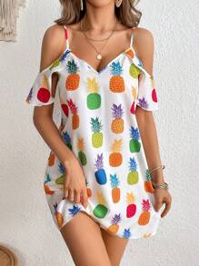 SHEIN VCAY Đầm Xù Tất cả trên in Rau quả Giải trí - Nhiều màu - Xem 6