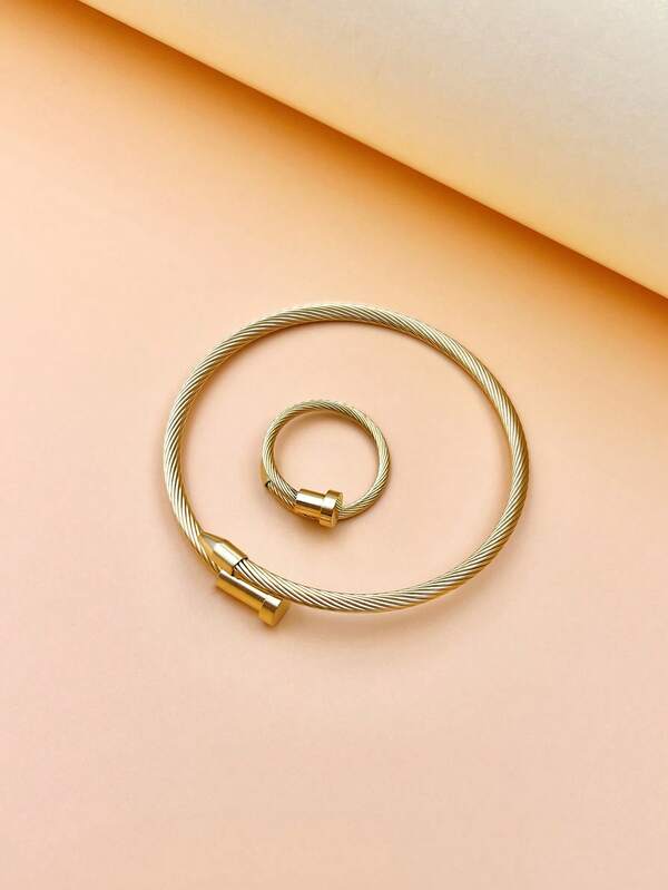 1pc Adjustable Spike Screw Ring & 1pc Adjustable Spike Screw Open Cuff