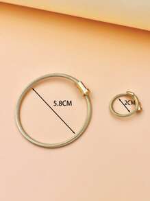 1入組可調節尖頭螺絲環和1入組帶編織鋼絲可調節尖頭螺絲開放式袖口手鍊 - 金黃色 - 查看 3