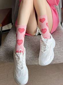 4pairs Women Strawberry Print Cute Crew Socks - Multicolor - View 6