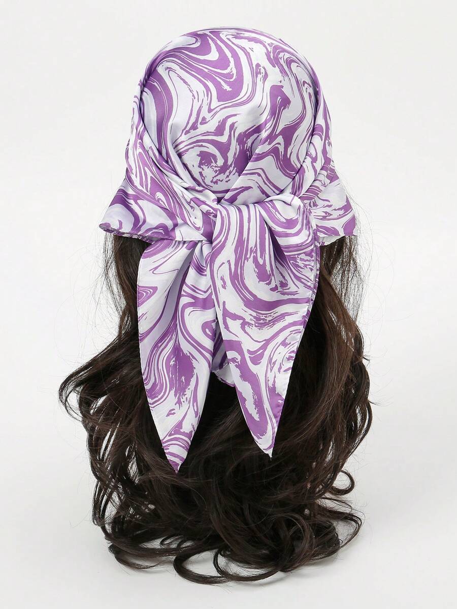 1pc Simple Printed 55cm Bandana For Women, Versatile As Waistband, Bag Decoration, Sash, Headwrap, Fashion Scarf For Spring - Multicolor - View 1