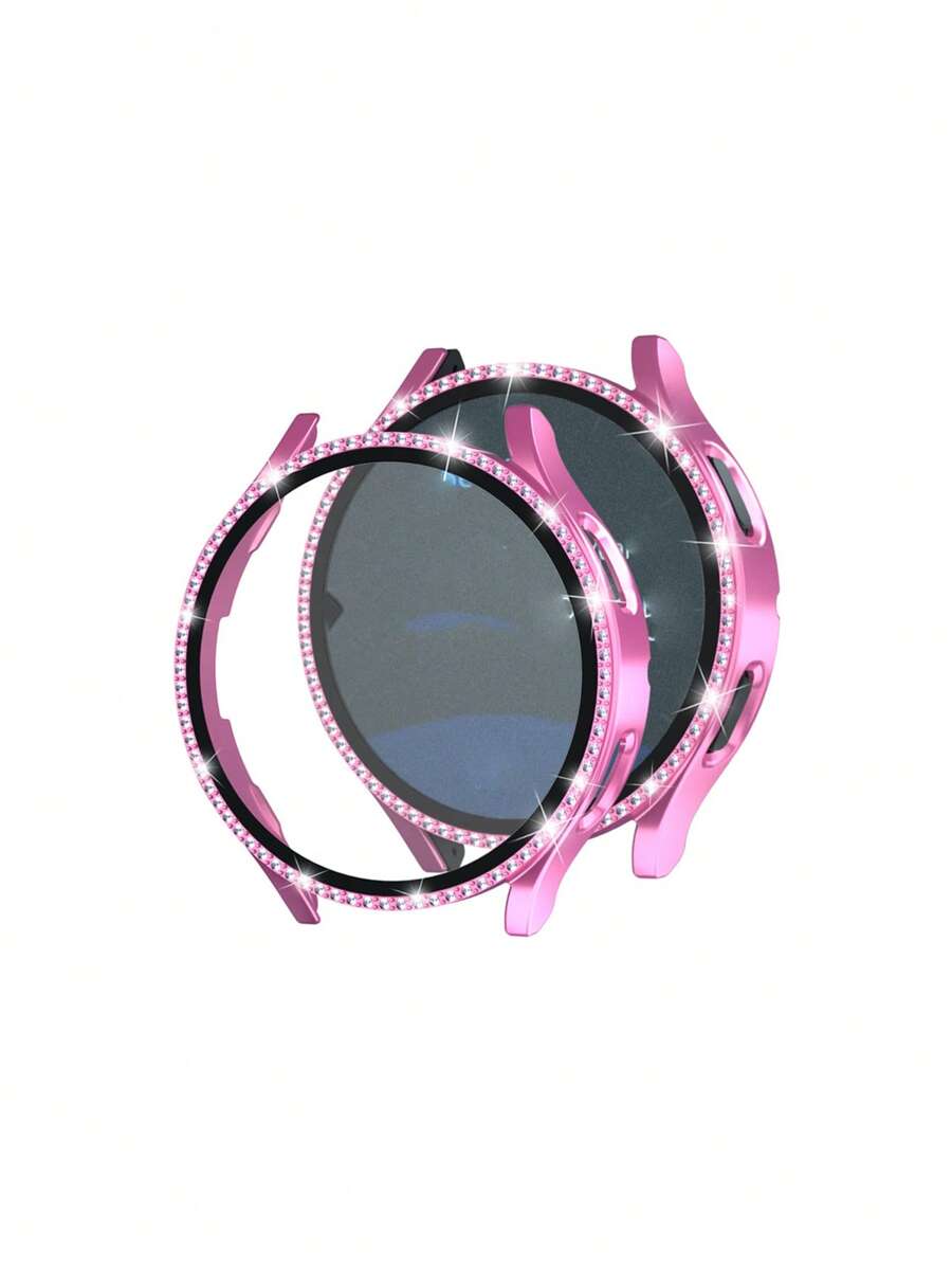 Chất liệu PC Vỏ bảo vệ màn hình bằng kính cường lực dát kim cương giả Tương thích với vỏ đồng hồ Samsung Galaxy Watch 4/5 40mm/44mm - Hồng - Xem 1