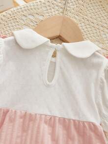 女婴连体衣，带彼得潘领和二合一设计，休闲风格 - 彩色 - 查看 3