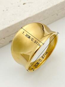 Mazuer 1pc 18k Stainless Steel Simple Wide Face Ring For Women, Dating Gift, Daily Commute