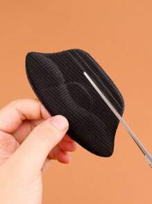 2pcs Minimalist Back Heel Pads, Polyester Fashion Black Shoes Accessories For Sneakers - Black - View 3