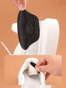 2pcs Minimalist Back Heel Pads, Polyester Fashion Black Shoes Accessories For Sneakers - Black - View 6